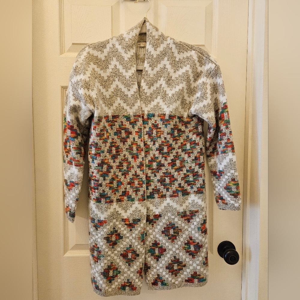 Colorful Patterned Knit Cardigan, S/M, Debut